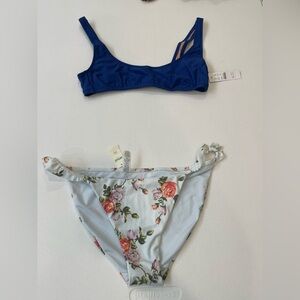 NEW! Bikini Set - J.Crew Scoop Bra Top Medium + Aerie Roses Floral Large Bottom